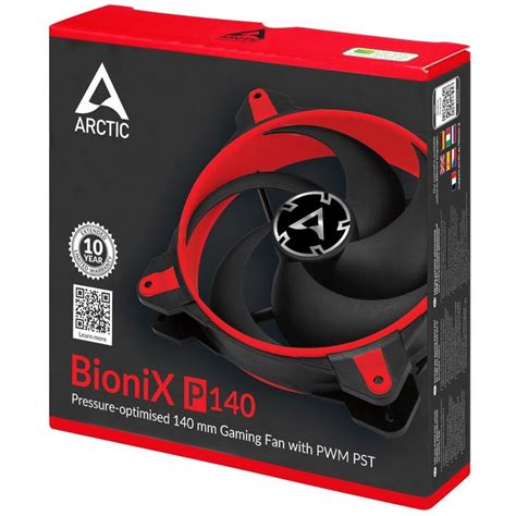 Arctic Pc Fan Case Bionix P140 Red Pressure Optimised With Pwm Pstsize