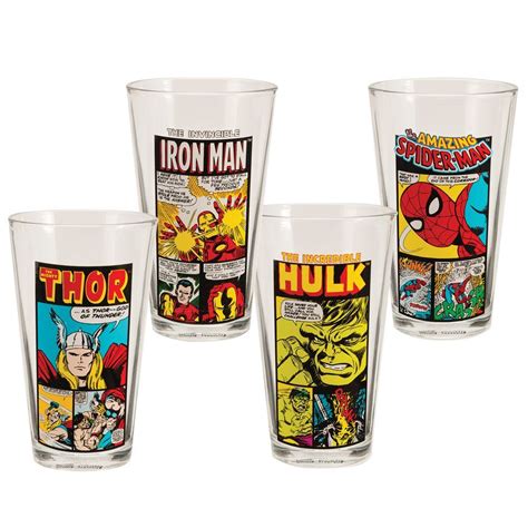 Vandor 26212 Marvel Comics 4 Pc 16 Oz Glass Set Multicolor Glass Set