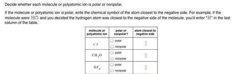 In this case, na has a. Solved: Decide Whether Each Molecule Or Polyatomic Ion Is ...
