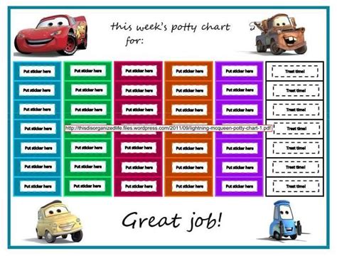 Potty Training Chart “cars” Theme And Free Printable Potty Training