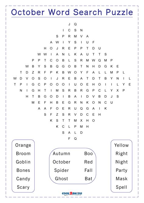 Free Printable October Word Search Free Printable Templates