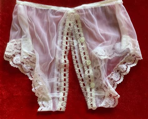 Vintage Style Sheer Nylon Open Crotch Panties Etsy