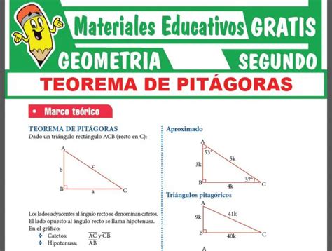 Teorema De Pitágoras Para Segundo Grado De Secundaria