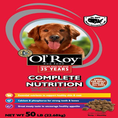 However, the dog food brand has received a lot of negative feedback because of its low quality ingredients as well as the controversy when it. Ol' Roy Complete Nutrition Dry Dog Food, 50 lb - Walmart.com