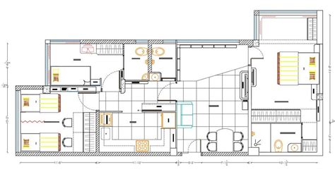 Three beautiful house designs under 1200 sq.ft.3 bhk with full plan and elevation. 3 BHK Residential Bungalow Furniture Layout Plan - Cadbull