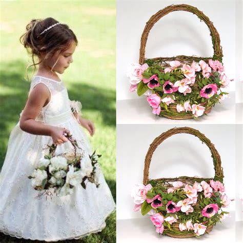 Flower Girl Basket With Flowers Etsy