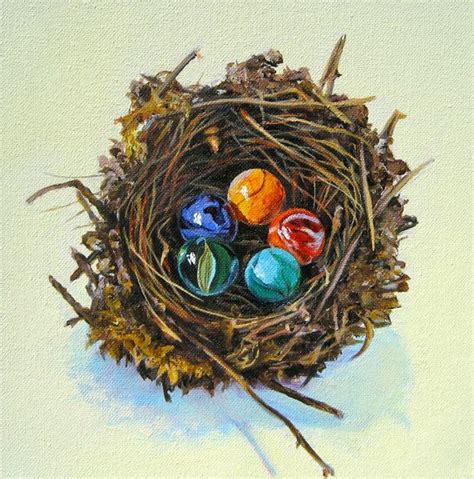 Birds Nest Painting Original Artwork Nursery By Pithandrootstudio