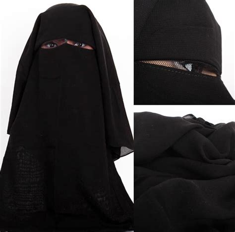 3 Layers Niqab Burqa Fancy Hijab Veil Face Cover Islamic Muslim In