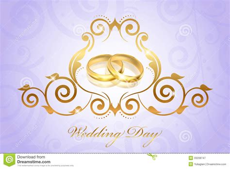 Vintage Style Wedding Invitation With Gold Rings Stock Vector
