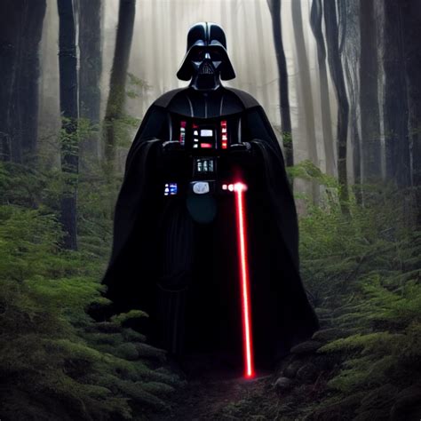 Darth Vader Holding Red Lightsaber Walking In Dense Midjourney Openart