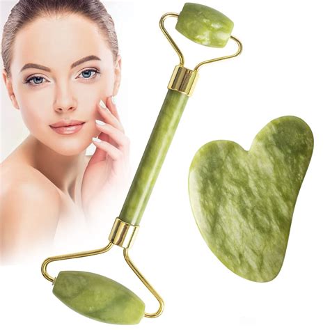 jade roller gua sha set facial beauty tools massage face roller skin stone anti face aging neck