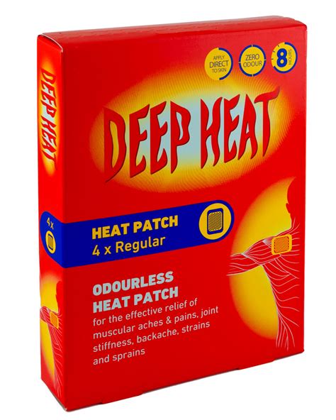Deep Heat Patches 4 Pack Wearable Hot Therapy Pads