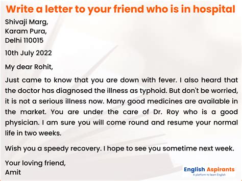 Write A Letter To Your Friend Who Is Sick And Hospitalized 4 Examples