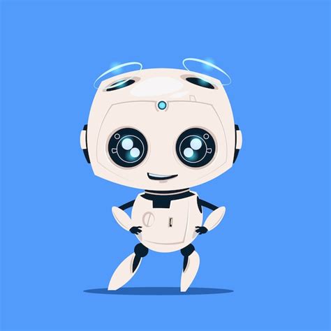 Premium Vector Modern Robot Isolated On Blue Background Cute Cartoon