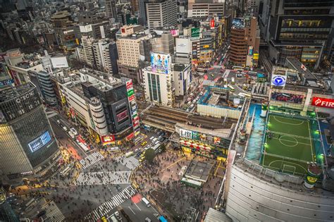 Aerial View Over Shibuya Crossing In Japan Shibuya Crossing 日本 ハチ公 風景