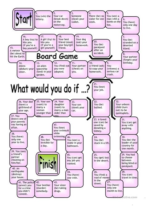 Board Game What Would You Do If English Esl Worksheets For
