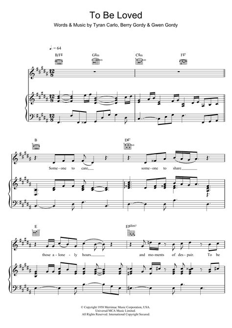 To Be Loved Piano Vocal And Guitar Chords Print Sheet Music Now