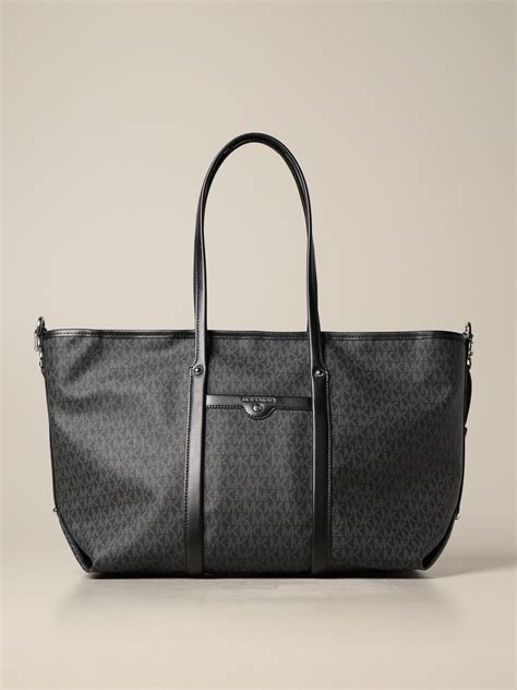 Michael Kors Michael Shopping Bag In Monogram Canvas Black Tote