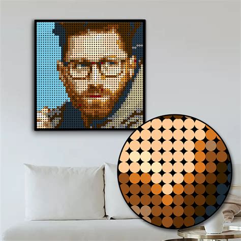 Custom Portrait From Photo Pixel Mosaic Art 15x15 Etsy