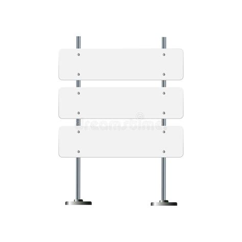 Road Traffic Signs Highway Signboard On Metal Pole Blank White Board