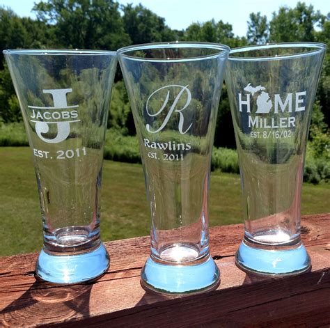 Personalized Pilsner Glass Est Date Made In Michigan