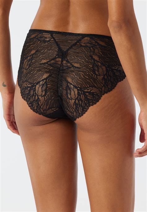High Waisted Panty Lace Lurex Black Glam Lace Schiesser