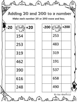 Some of the most popular math worksheets are the holiday related graphing and counting worksheets. Arachnid Adding and Subtracting 10, 20, 100, 200 by Scenic ...