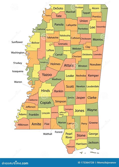 Mississippi State Map With Counties Map Of South America