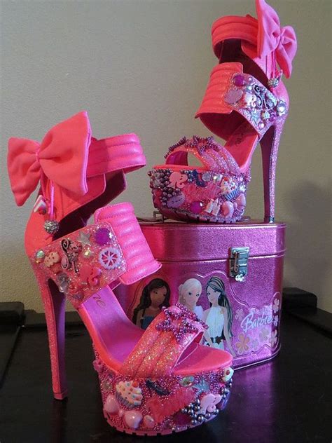 High Heel Platform Women Barbie Shoes Pink Prom Party Event Etsy