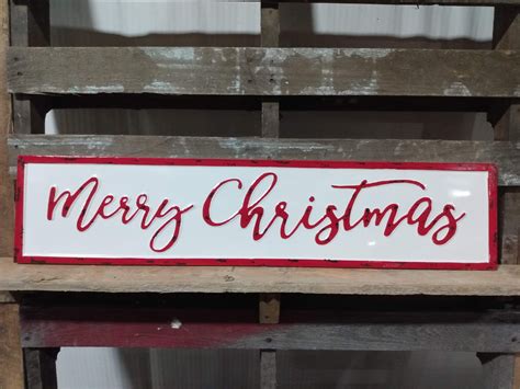 Merry Christmas Metal Sign Vintage Style Embossed Sign Etsy
