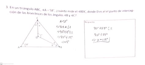 En El Triángulo Abc El ángulo A Mide 58 ¿cuánto Mide El ángulo Bdc