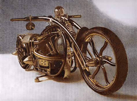 Steampunk Chopper Pyrography On Paper Clive Smith Pyrography Art