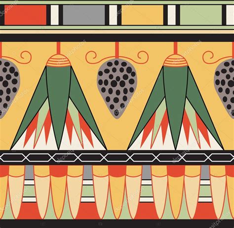 Colorful Ancient Egyptian Ornament Vector Illustration Seamless