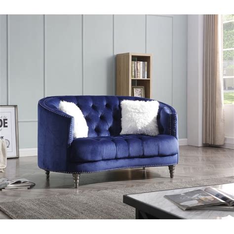 Glory Furniture Dania Velvet Loveseat In Blue Cymax Business