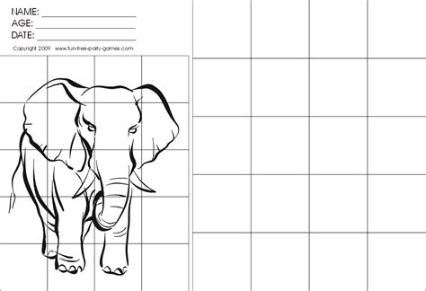 Grid Drawing Worksheets Drawing With Grids Activity Walking Elephant