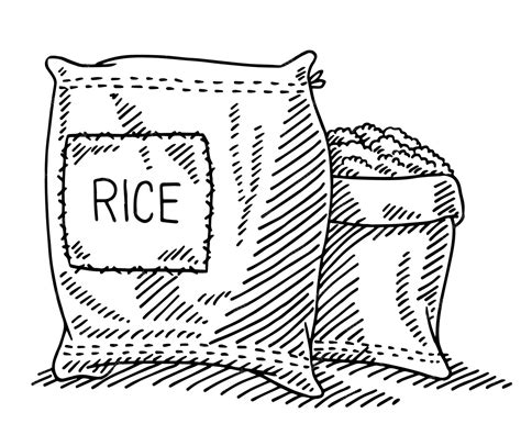 Premium Vector Hand Drawn Vector Drawing Of A Sack Of Rice And An