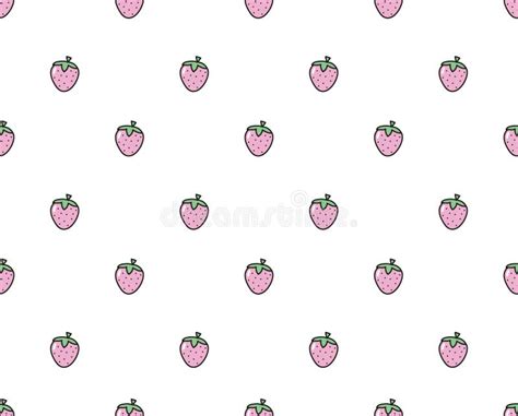 Vector Strawberry Background Seamless Pattern Of Hand Drawn Little