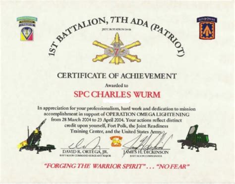 Army Certificate Of Completion Template 4 Templates Example