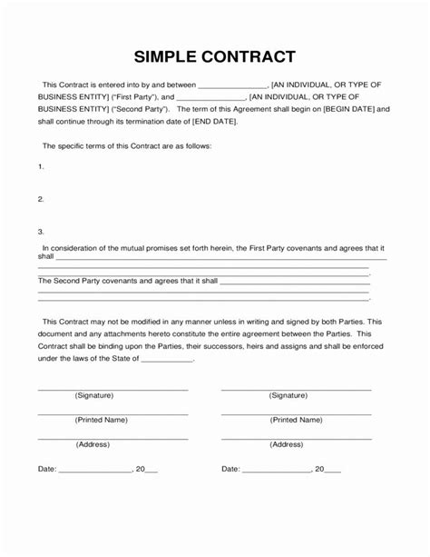 Free Construction Contract Template Pdf Luxury Simple Contract Sample