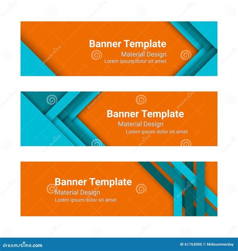 Set Of Modern Colorful Horizontal Vector Banners In A Material Design