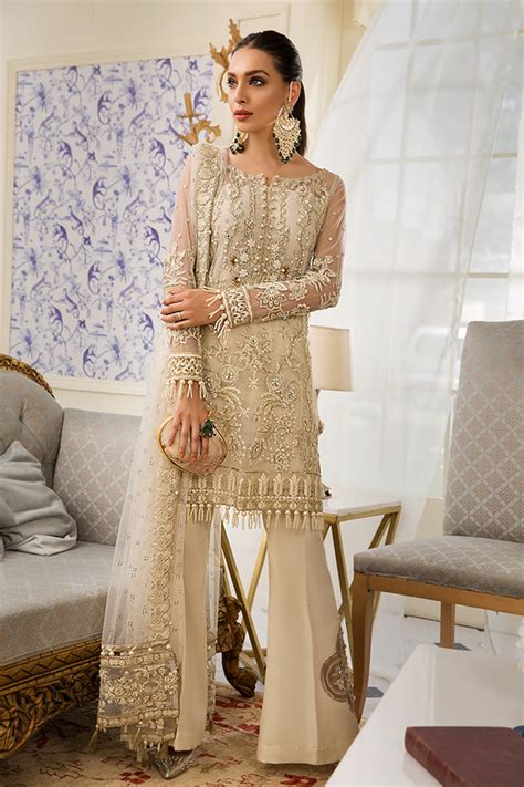 Get This Beautiful Pakistani Dress With Pearls Work Nameera By Farooq