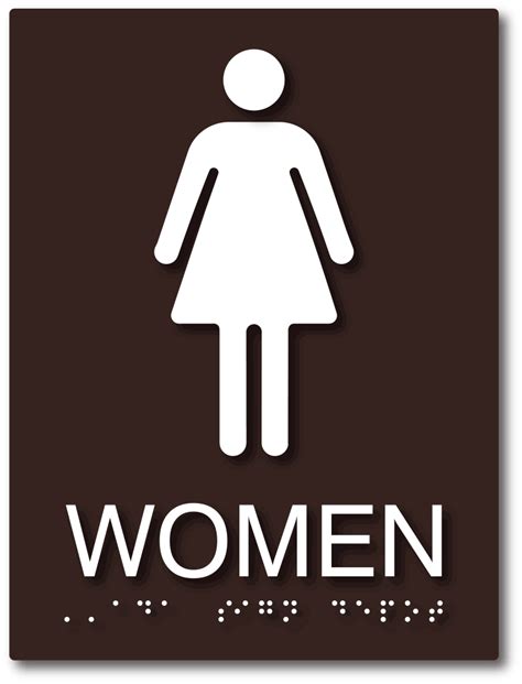 Womens Restroom Signs With Tactile Text And Grade 2 Braille Ada Sign