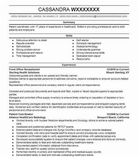 A medical receptionist is the first person that a patient comes in touch with when he visits a clinic or hospital. Front Office Receptionist Resume Sample | LiveCareer