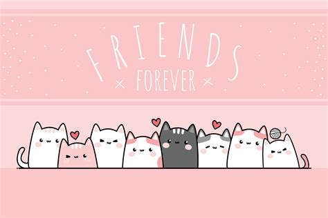 Cute Chubby Cat Kitten Greeting Cartoon Doodle Pink Pastel Background