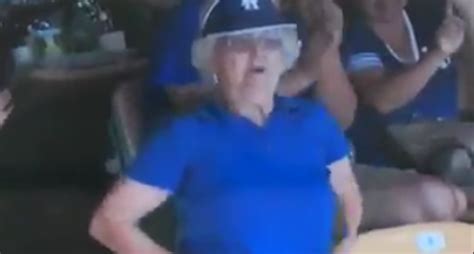 Elderly Woman Flashes Dodger Stadium Video Board While Dancing