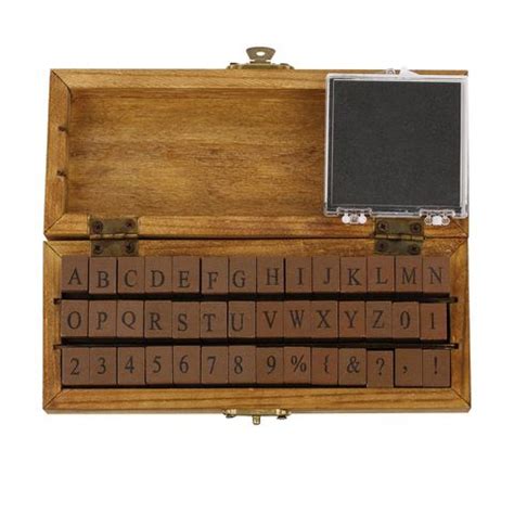 Leather alphabet stamps in wooden cases. 43 Pack Vintage Wooden Alphabet Stamp Set | Kmart