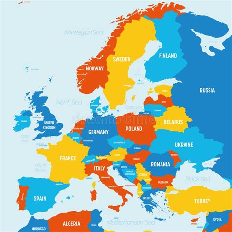 Europakarta 4 Ljusfärgschema En Detaljerad Politisk Karta över Den