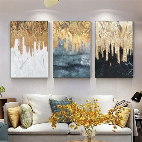 Framed Wall Art Gold leaf black and white acrylic Original | Etsy