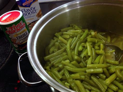 For golden green bean casserole: Green Beans, slowly simmered Southern style | Green beans ...
