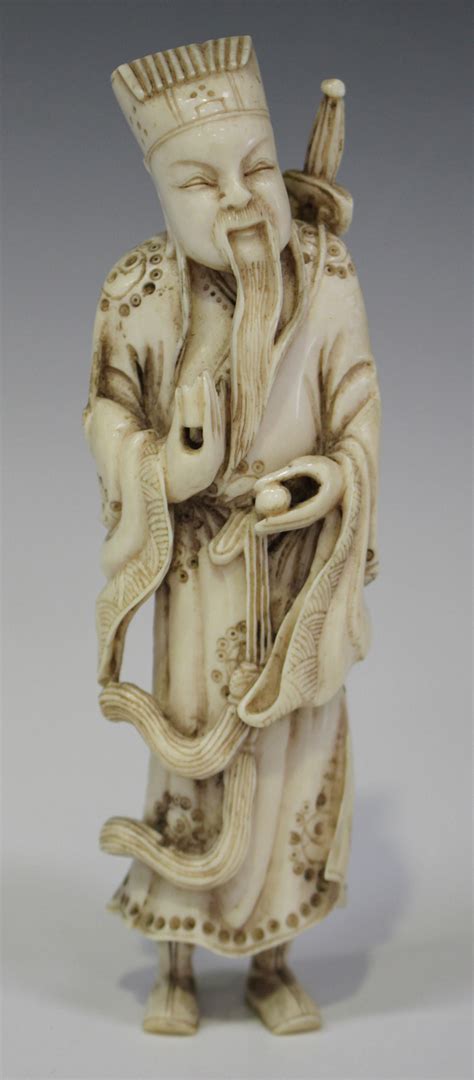 A Chinese Carved Ivory Figure Of A Gentleman Late Qing Dynasty